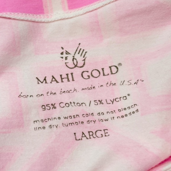 MAHI GOLD Women’s Pink Geometric Print Long Bell Sleeve V-Neck Dress Size Large - Picture 5 of 5